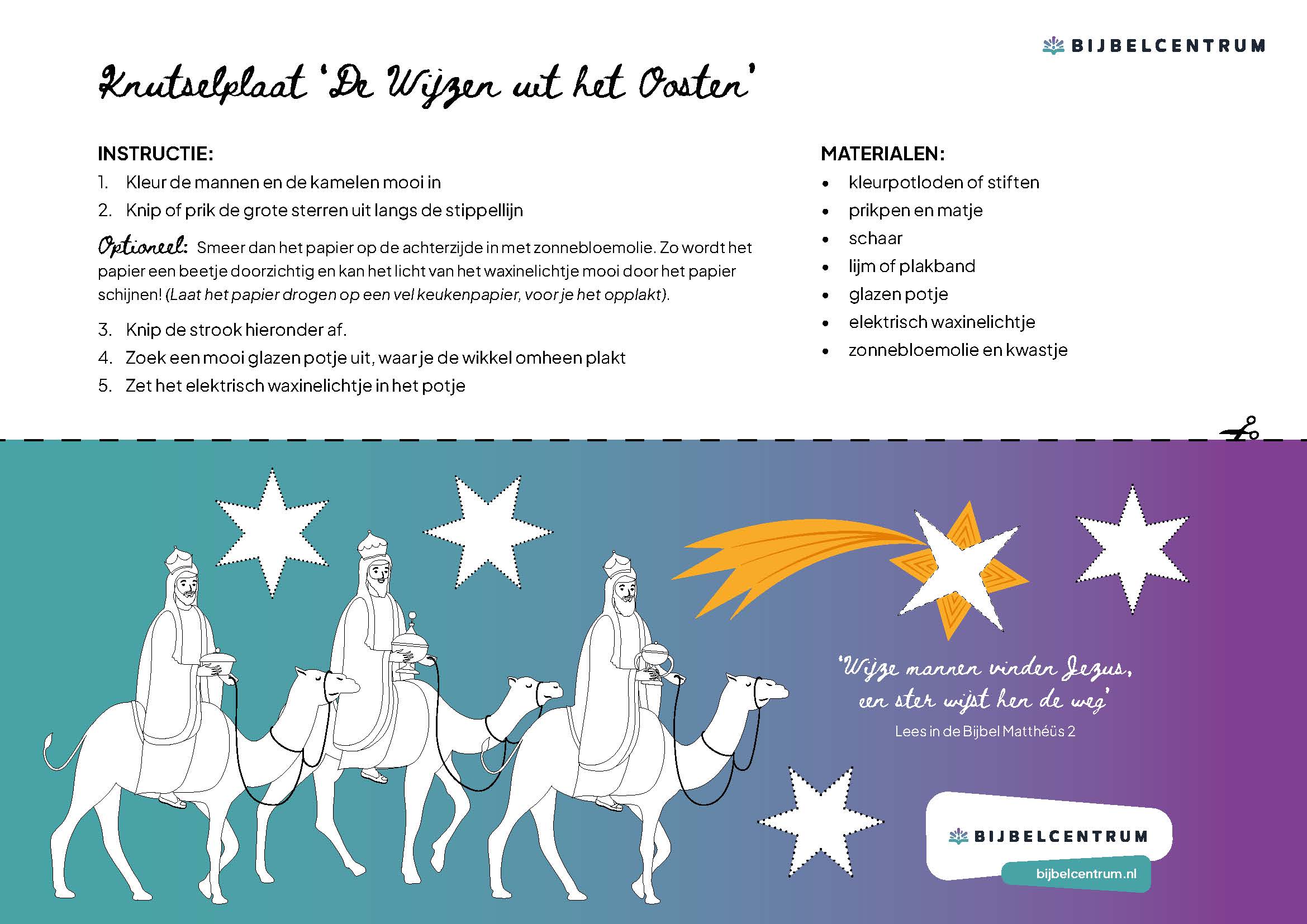 Knutselplaat Kerst | De wijzen uit het Oosten (25x)